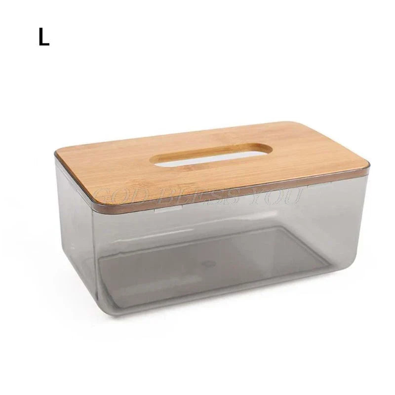 Bambus hölzerne Abdeckung Plastik Tissue Box Papierhalter Dispenser Home Storage Case