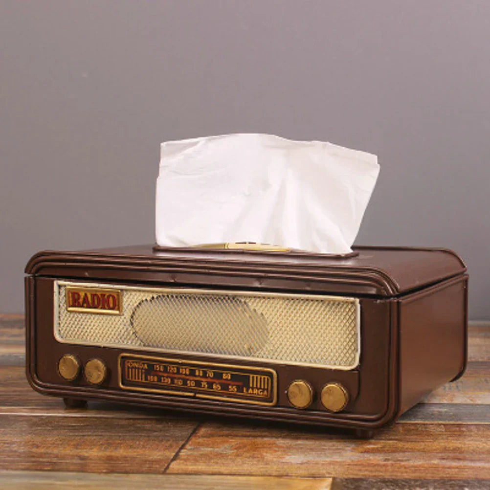 Retro Radio Form Tissue Paper Box Serviette Storage Box Container Papierhandtuchhalter Papierhandtuchhalter Fall für Home Bar Büro